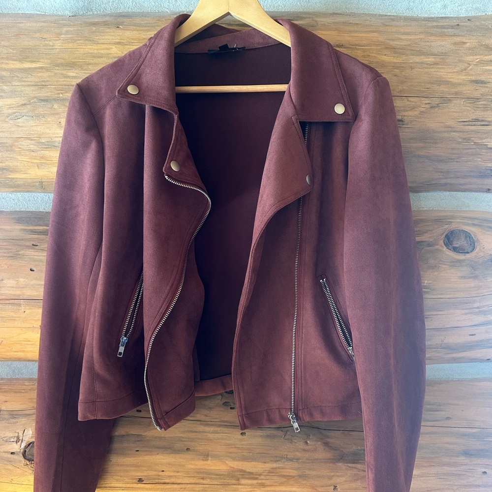 Mittoshop Maroon Faux Suede Jacket